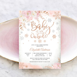 Faire-part de Baby Shower Fleurs d'Hiver