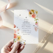 Faire-part de Baby Shower Fleurs et Abeille