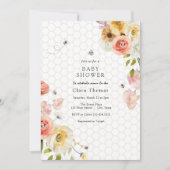 Faire-part de Baby Shower Fleurs et Abeille (Devant)
