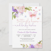 Faire-part de Baby Shower Fleurs Papillon (Devant)