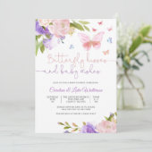 Faire-part de Baby Shower Fleurs Papillon (Debout devant)