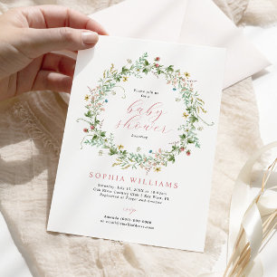 Faire-part de Baby Shower Fleurs Sauvages Bohème R