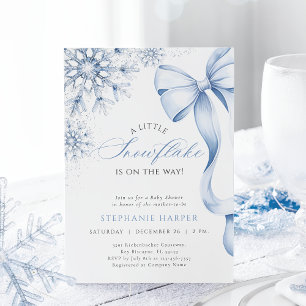 Faire-part de Baby Shower Flocon de Neige Bleu Rub