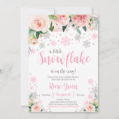 Faire-part de Baby Shower Flocon de Neige Floral (Devant)