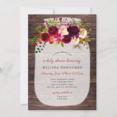 Faire-part de baby shower floral avec pot Mason ru (Devant)