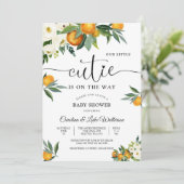 Faire-part de Baby Shower Floral Citronné (Debout devant)