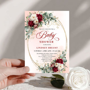 Faire-part de Baby Shower Floral de Pivoine de Bou