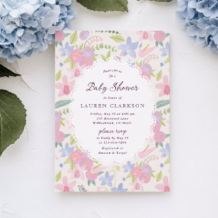 Faire-part de Baby Shower Floral Pastel Fantaisist