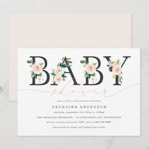 Faire-part de Baby Shower Floral Rose