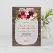 Faire-part de baby shower floral rustique en bocal (Debout devant)