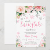 Faire-part de Baby Shower Floral Snowflake (Devant / Derrière)