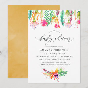 Faire-part de Baby Shower Floral Tropical Aquarell