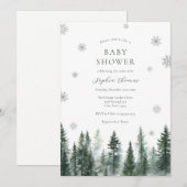 Faire-part de Baby Shower Forêt d'Hiver (Devant / Derrière)