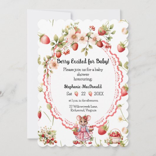Faire-part de Baby Shower Fraise (Devant)