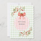 Faire-part de Baby Shower Fraise - Gingham Vert (Dos)
