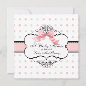 Faire-part de Baby Shower - French Bow Dot Swirl (Devant)