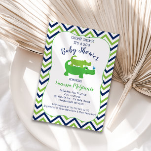 Faire-part de Baby Shower Garçon Alligator Vert Bl
