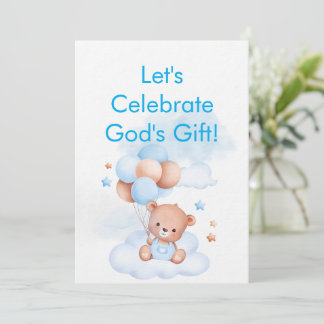 Faire-part de Baby Shower Garçon avec verset de la