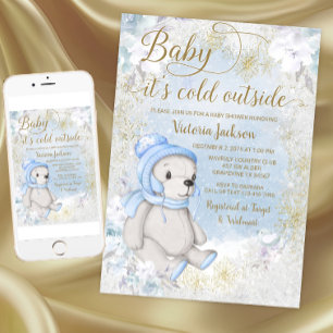 Faire-part de Baby Shower Garçon Bébé Il Fait Froi