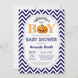 Faire-part de Baby Shower Garçon Citrouille d'Hall