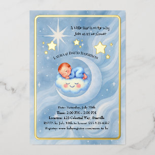 Faire-part de Baby Shower Garçon Clair de Lune Éto
