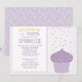 Faire-part de Baby Shower Gâteau Cupcake Violet (Devant / Derrière)