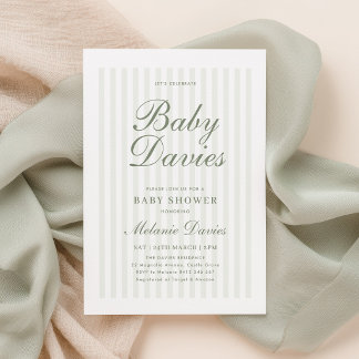 Faire-Part de Baby Shower Genre Neutre à Rayures V