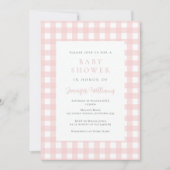 Faire-part de Baby Shower Gingham Rose pour Bébé F (Devant)