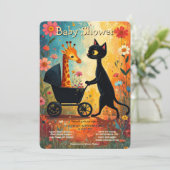Faire-part de Baby Shower Girafe Chat Mignon (Debout devant)