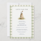 Faire-Part de Baby Shower Golf Par-Tee Gingham Ver (Devant)