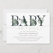 Faire-part de Baby Shower Greenery (Devant)