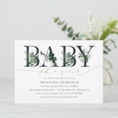 Faire-part de Baby Shower Greenery (Debout devant)