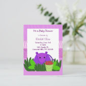 Faire-part de Baby Shower Hippopotame Violet (Debout devant)