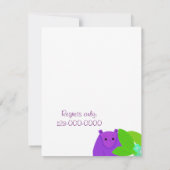 Faire-part de Baby Shower Hippopotame Violet (Dos)