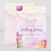 Faire-Part de Baby Shower Inspiré des Macarons Col (Devant / Derrière)