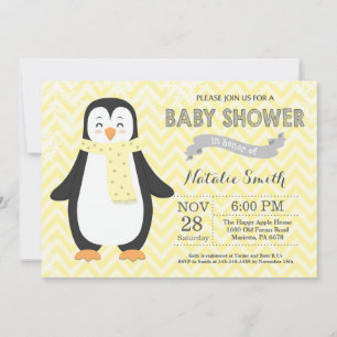 Faire-part de Baby Shower Invitation Pingouin Jaun