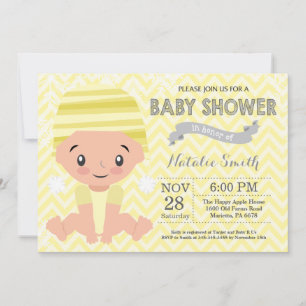 Faire-part de Baby Shower Jaune Hiver