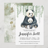 Faire-part de Baby Shower Jungle Panda (Devant / Derrière)