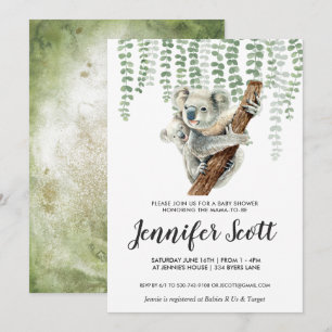Faire-part de Baby Shower Koala Jungle