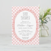 Faire-part de Baby Shower 'Lace Frame Gingham Vint (Debout devant)