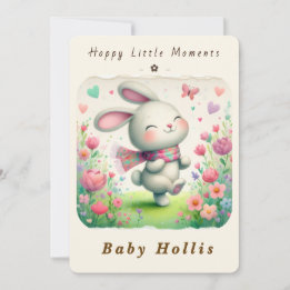 Faire-part de Baby Shower Lapin Fantaisiste Fleurs