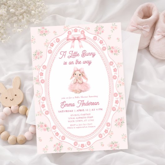 Faire-part de Baby Shower Lapin Fleuriste