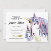 Faire-part de Baby Shower Licorne (Devant)