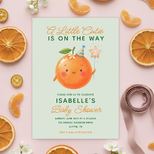 Faire-part de Baby Shower Little Cutie Orange Citr