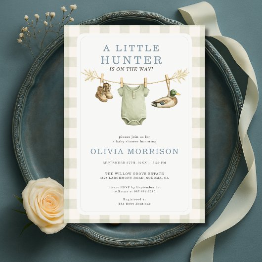 Faire-part de Baby Shower Little Hunter Clotheslin