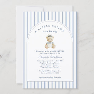 Faire-part de Baby Shower Little Sailor Bear Coast