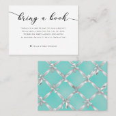 Faire-part de Baby Shower Livre Turquoise Blanc (Devant / Derrière)