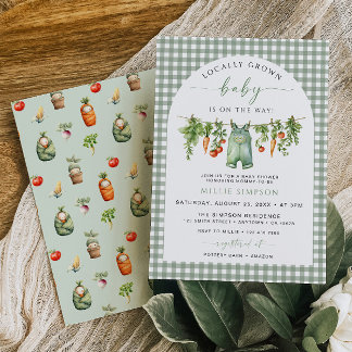 Faire-part de Baby Shower Local Vert Sauge