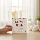 Faire-part de Baby Shower Love Bug Bébé Fleurs Rou
