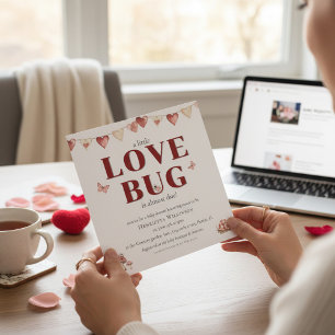 Faire-part de Baby Shower Love Bug Bébé Fleurs Rou
